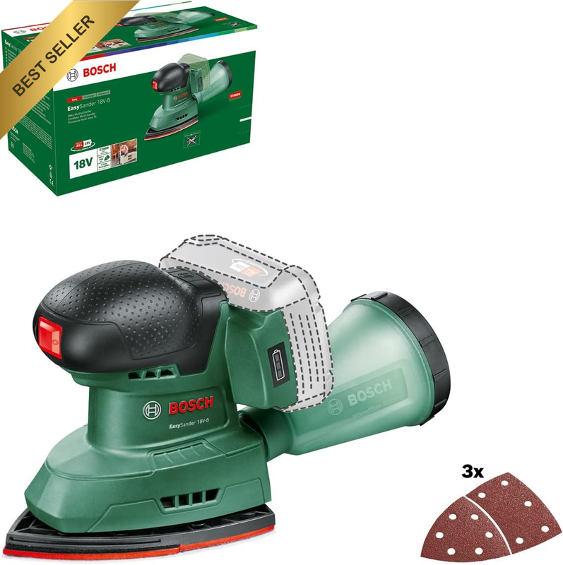 18V Cordless Multi Detail Sander Rotatable Plate Dust Box 3 Sanding Sheets