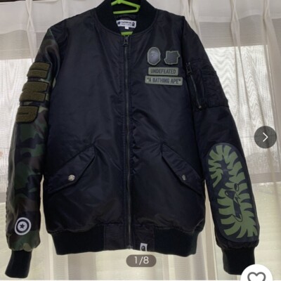 A BATHING APE MA-1ジャケット ブラック A BATHING APE® Nylon MA-1 | Bape official website – INT.BAPE.COM