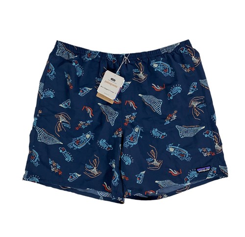 

НОВИНКА Patagonia Baggies Longs 7 Свободного кроя шорты с подкладкой Tidepool Blue Mens, Синий, Patagonia Baggies