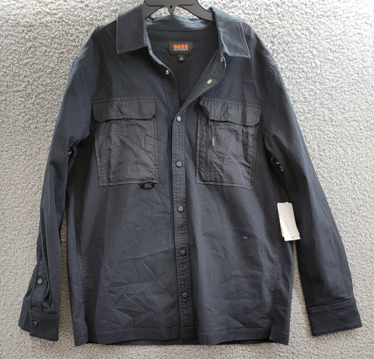 Bass Outdoor Relaxed Fit Stretch Worker Shirt Jacket Men's S Black Beauty L/S - Picture 2 of 19