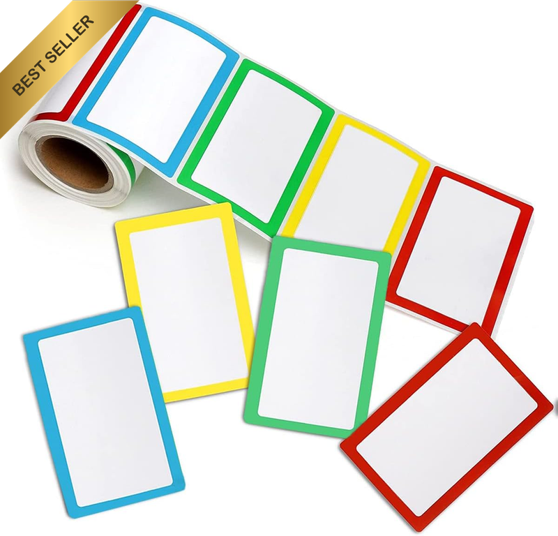 Name Tag Labels, 300 Pcs Multicolor Adhesive Category Stickers for Office, Schoo