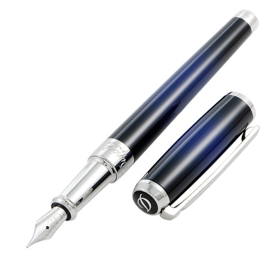 S.T. Dupont Line D Atelier Sunburst Blue Medium Fountain Pen, 410714 New In Box