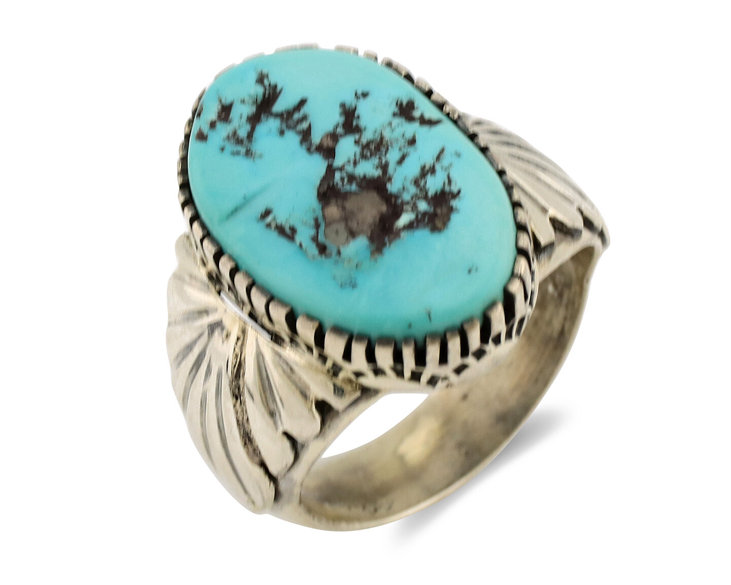 Navajo Ring .925 Silver Sleeping Beauty Turquoise Artist