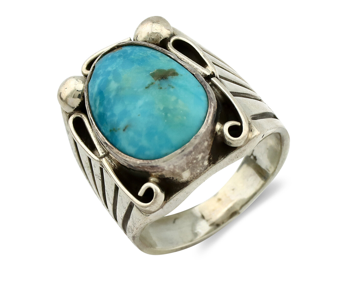 アクセサリー Vintage Navajo turquoise ring Navajo Ring .925 Silver Blue Turquoise Artist Signed T C