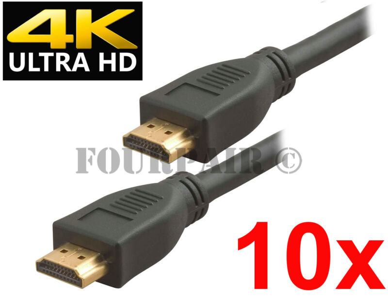 10 Pack 25ft 4k Ultra Hd Hdmi 2.0 High Speed Cable Ethernet 2160p Hdr Arc 24 Awg