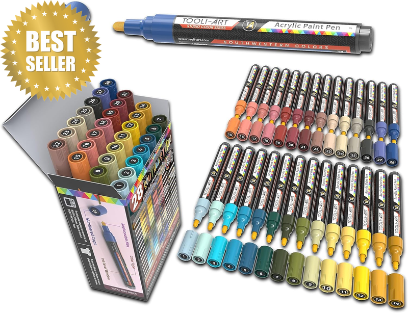 28 Southwestern Colours Acrylic Paint Pens Studio Colour Series Markers Set 3Mm