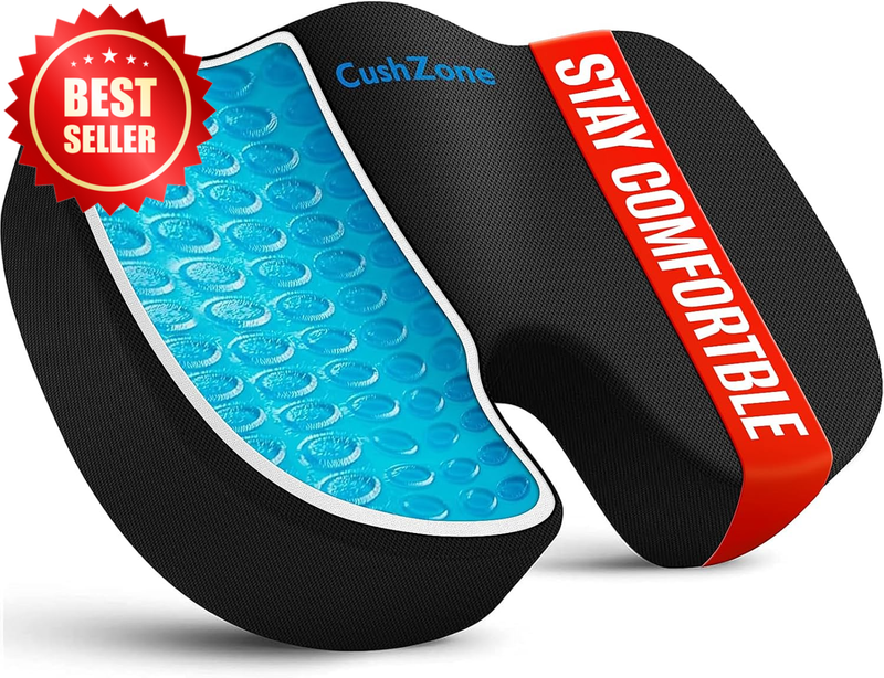 Large Black Cooling Gel Memory Foam Cushion Office Car Sciatica Support US