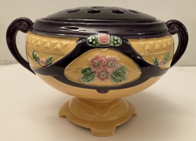 L D B Co Czechoslovakia Ceramic Vase With Flower Frog AS IS