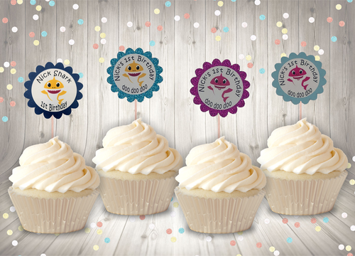 Baby Shark Cupcake Toppers, Set of 12