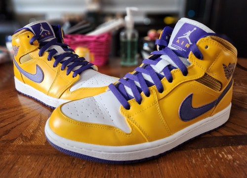Nike Air Jordan 1 Mid 'Lakers' 2013 Size 9 Men's | eBay