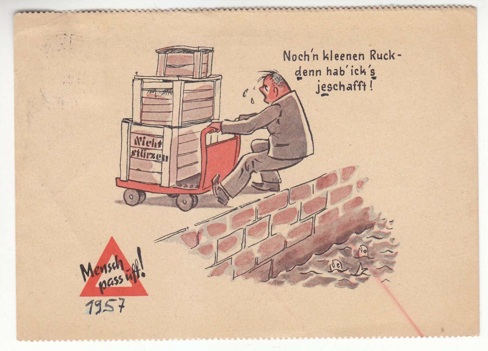 Berlin 1956. Schöne Arbeitsschutz Propagandakarte.