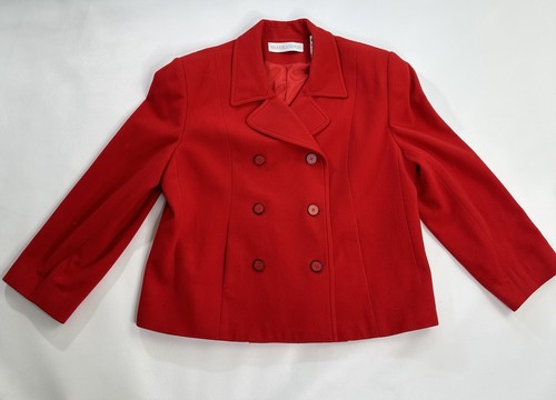 ジャケット・アウター R/L/C WTHR DOUBLE BREASTED JACKET Jacket Womens Red Lambs Wool Lined Blazer Double Breasted Sz