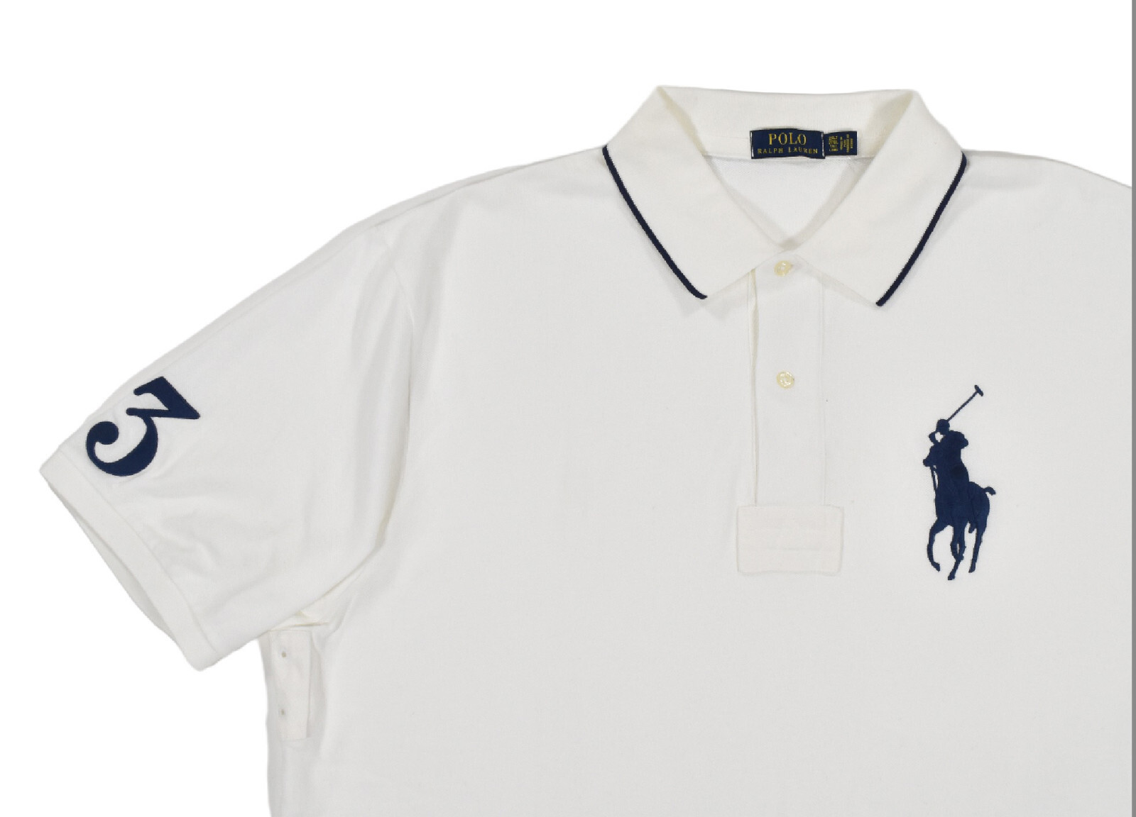 Polo Ralph Lauren White Big & Tall Big Pony #3 Mesh Polo
