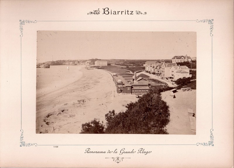 Biarritz. France. 1880.Panorama De La Grande Plage. Photo AlbuminÃ©E.Nd.Neurdein.