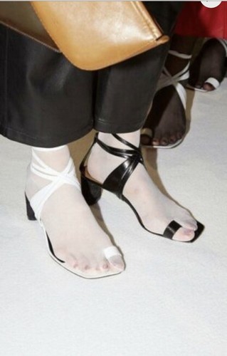Celine Toe-Ring Sandals Mismatch Black White Shoes 39.5