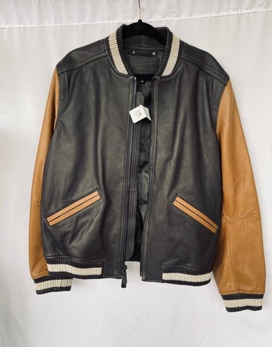 Coach New York Men's Brown Leather Varsity Aviator Jacket