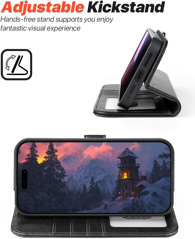 Compatible with iPhone 16 Pro Max Wallet Case with Card Holders Magnetic Detacha