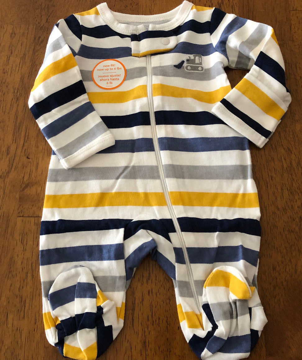 Just One You Preemie Boys 2 Pack Footed Construction Work Sleep and Plays