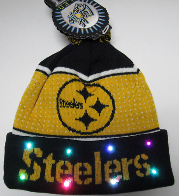 Pittsburgh Steelers NFL KNIT LED Light Up Hat Winter Pom Beanie