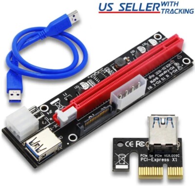 PCI-E 1x to 16x Powered USB3.0 GPU Riser Extender Adapter Card