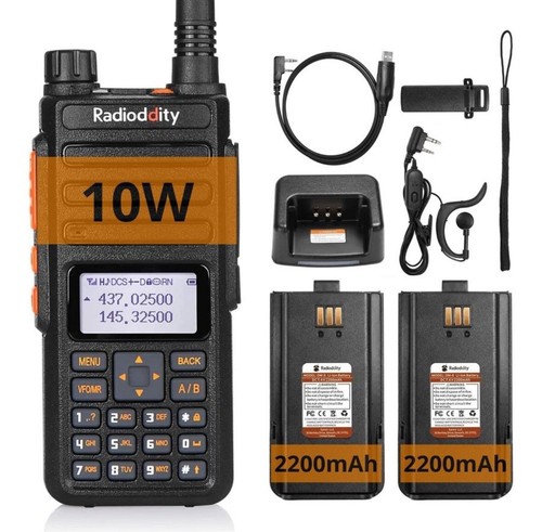 Radioddity GA-510 10W Max Analog V/UHF 128CH Long Range 2 Battery Two way Radio