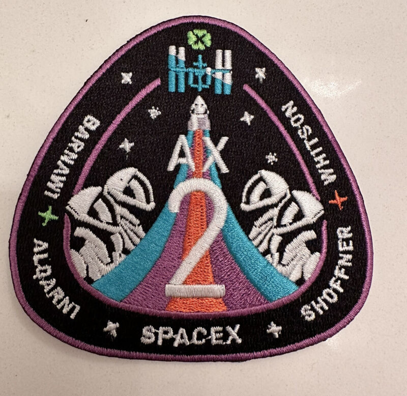 ORIGINAL SPACEX AX 2  DRAGON MISSION PATCH NASA FALCON 9 ISS 2023 3.5”