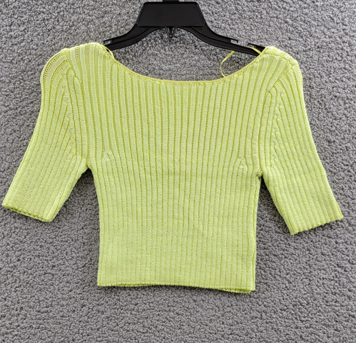 Free People San Lucas Pullover Crop Top Women's XS Sunny Lime Scoop Neckline - Picture 3 of 16