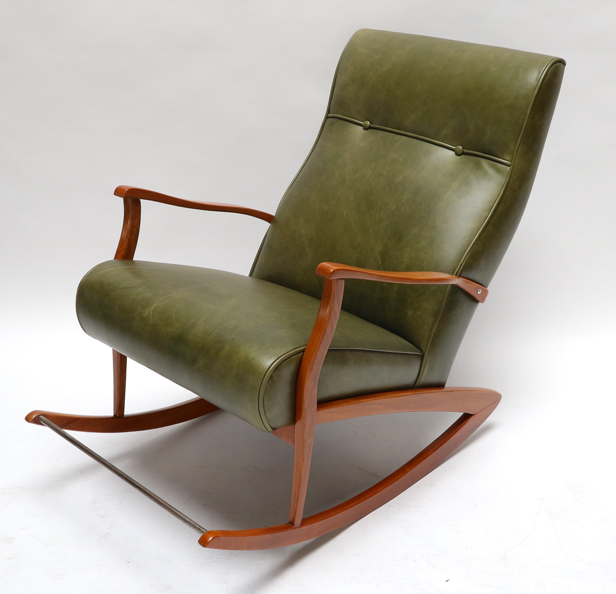 1960s Brazilian Rocking Chair in Green Leather eBay