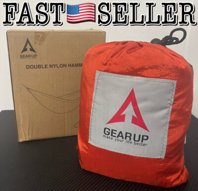 GearUp Hammock Double Camping Portable Parachute Hammock With Carabiners & Rope