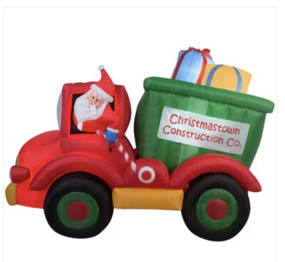 Gemmy 8  Animated Dump Truck W/Santa Lighted Christmas inflatable Airblown-NEW