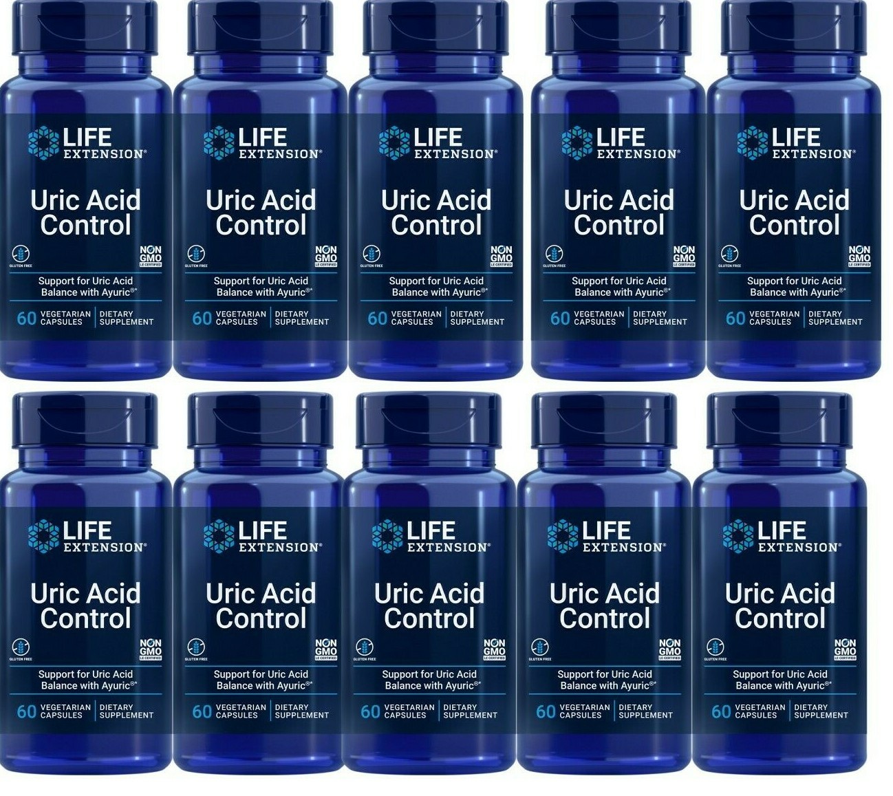 Life Extension Контроль мочевой кислоты 10X60Cap Ayuric 500 мг Terminalia bellerica Подагра