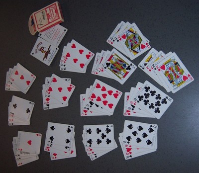 Lot of 3 decks of old, well used, played, not in great shape, playing cards.