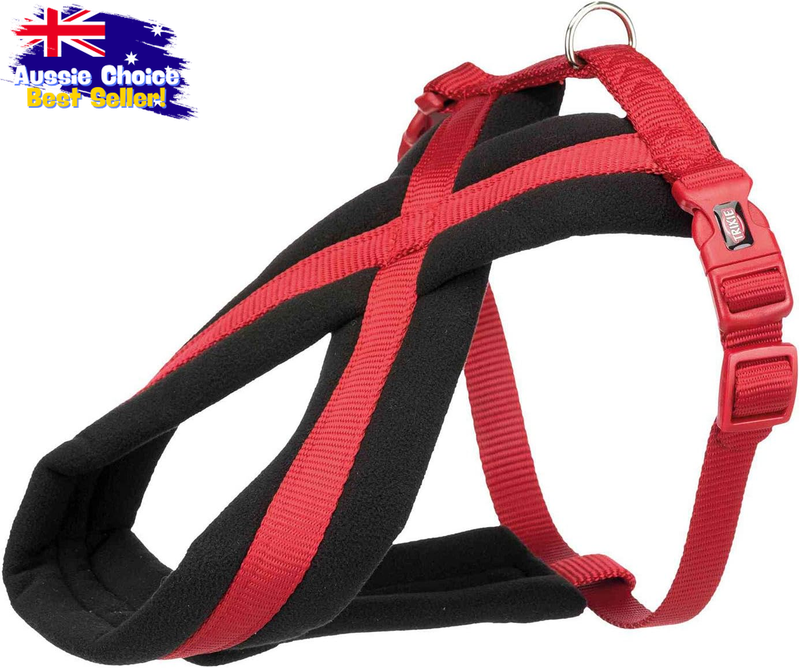 Premium Fleece-Padded Harness, XS-S, 30-40cm, 15mm Wide, Red Dog Vest