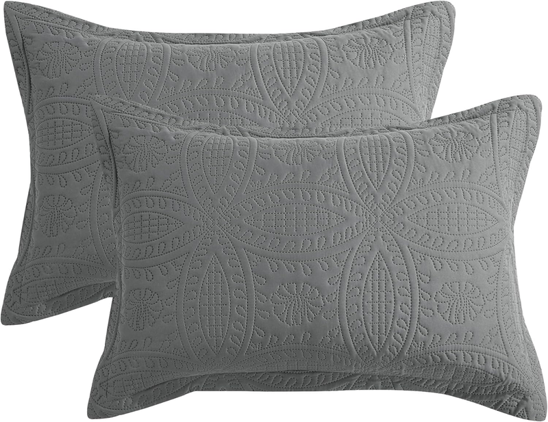 Quilted Pillow Shams Standard Size Set of 2-Modern Style Coin Pattern Pillow Cov