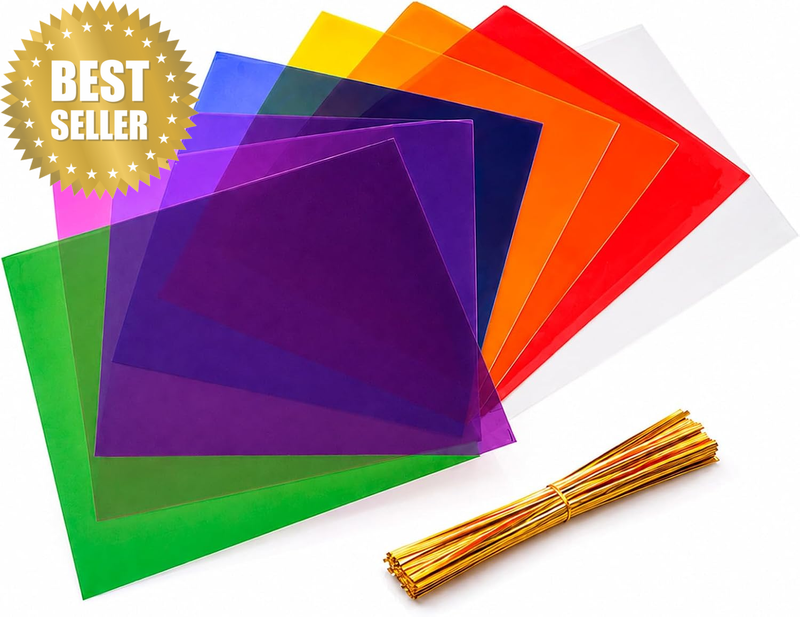 Cellophane Sheets 80 Pcs 19×19Cm Colored Craft Wrap