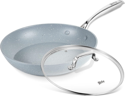 With Lid, Blue Marble Skillet With Coating, &
