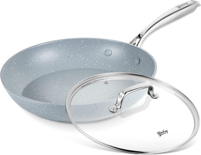 With Lid, Blue Marble Skillet With Stone-derived Coa