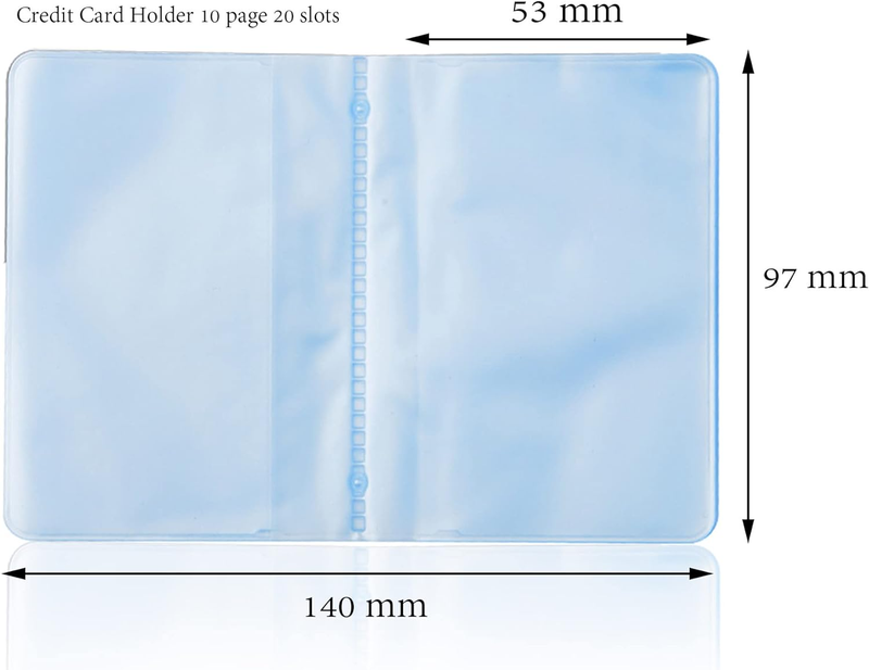 Plastic Wallet Insert Credit Card Holder Transparent (10 Page 20 Slots, 1 Pack)