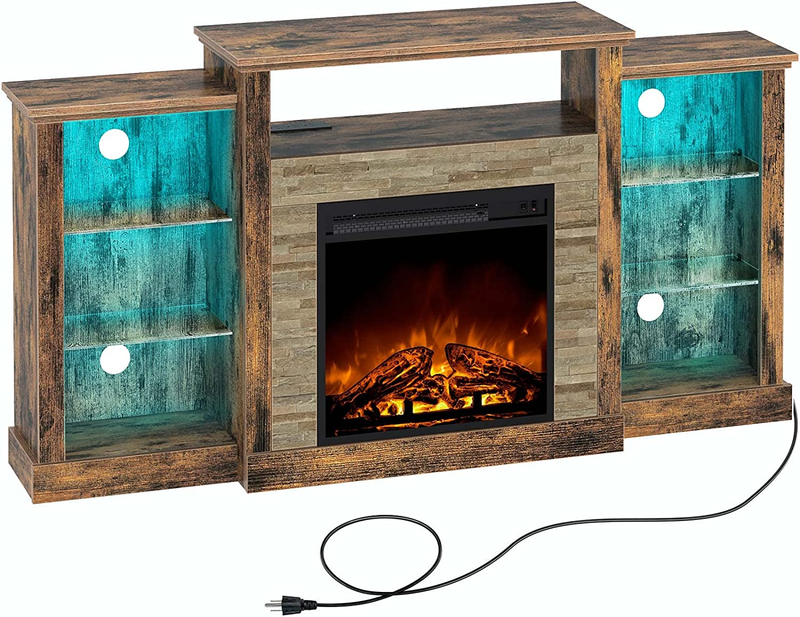 With Led Lights And Power Outlets, Tv Console For Tvs Up To 6