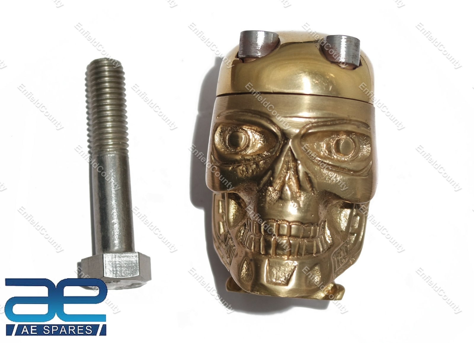 Skull Custom Brass Old School 1" Handlebar Risers for Harley Bobber Chopper 