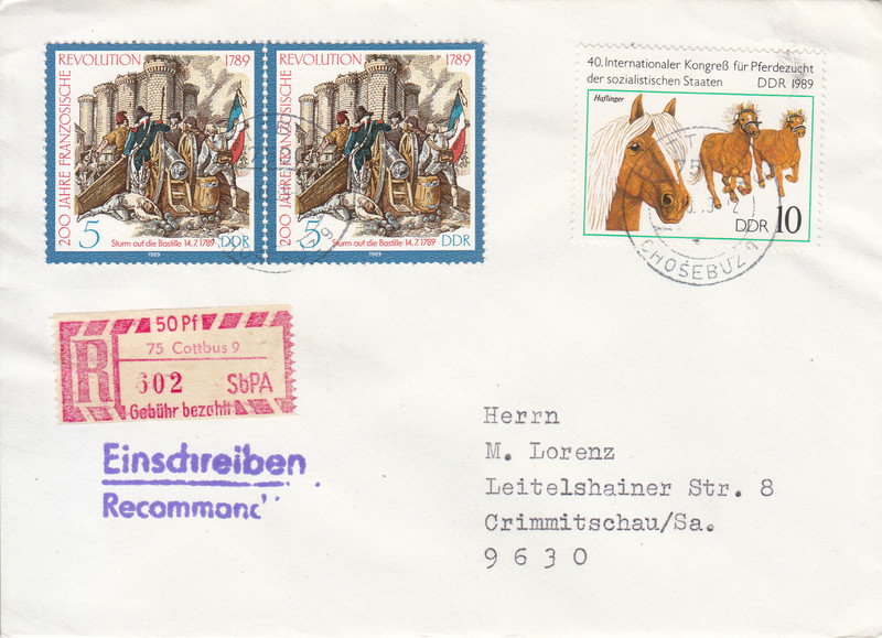 Ddr Sbpa Einschreibebrief Nach Forge: B 75 Cottbus 9 Ii (2) Ohne Els