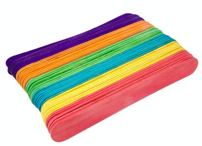 Spa Stix Jumbo Colored Craft Sticks. Pack of 100 Count. Assorted Colors.
