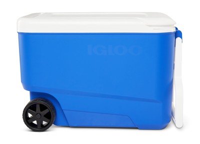 Blue 38 QT Hard-Sided Cooler with Wheels for Ice Storage,Made of Polyethylene