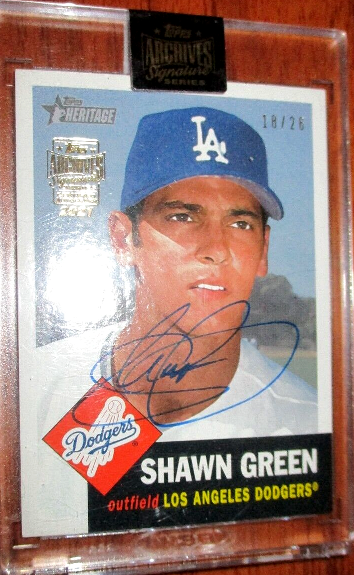 2021 Topps Archives Signature Series Shawn Green 18/26 Los