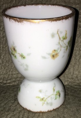 DOUBLE EGG CUP~HAVILAND LIMOGES FRANCE~WHITE FLOWERS~FROM MY COLLECTION