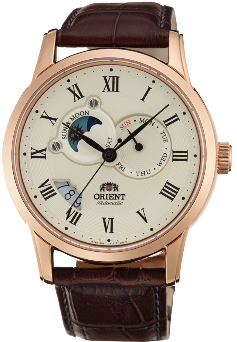 Pre-owned Orient Sun Moon V2 Et0t001w White Dial Sapphire Crystal Day Date Made In Japan