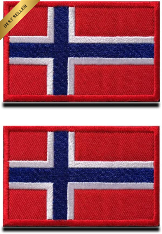 2 Packs Norway Flag Norwegian National Flag Embroidered Hook & Loop Fastener Emb