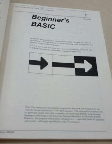 Texas Instruments TI-99/4A Computer Beginner's TI BASIC Language Manual LCB 4180