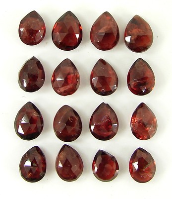 23.65 Ct Natural Red Garnet Loose Gem 7-8 mm Pear Checker Cut 16 Pcs Lot - 2701