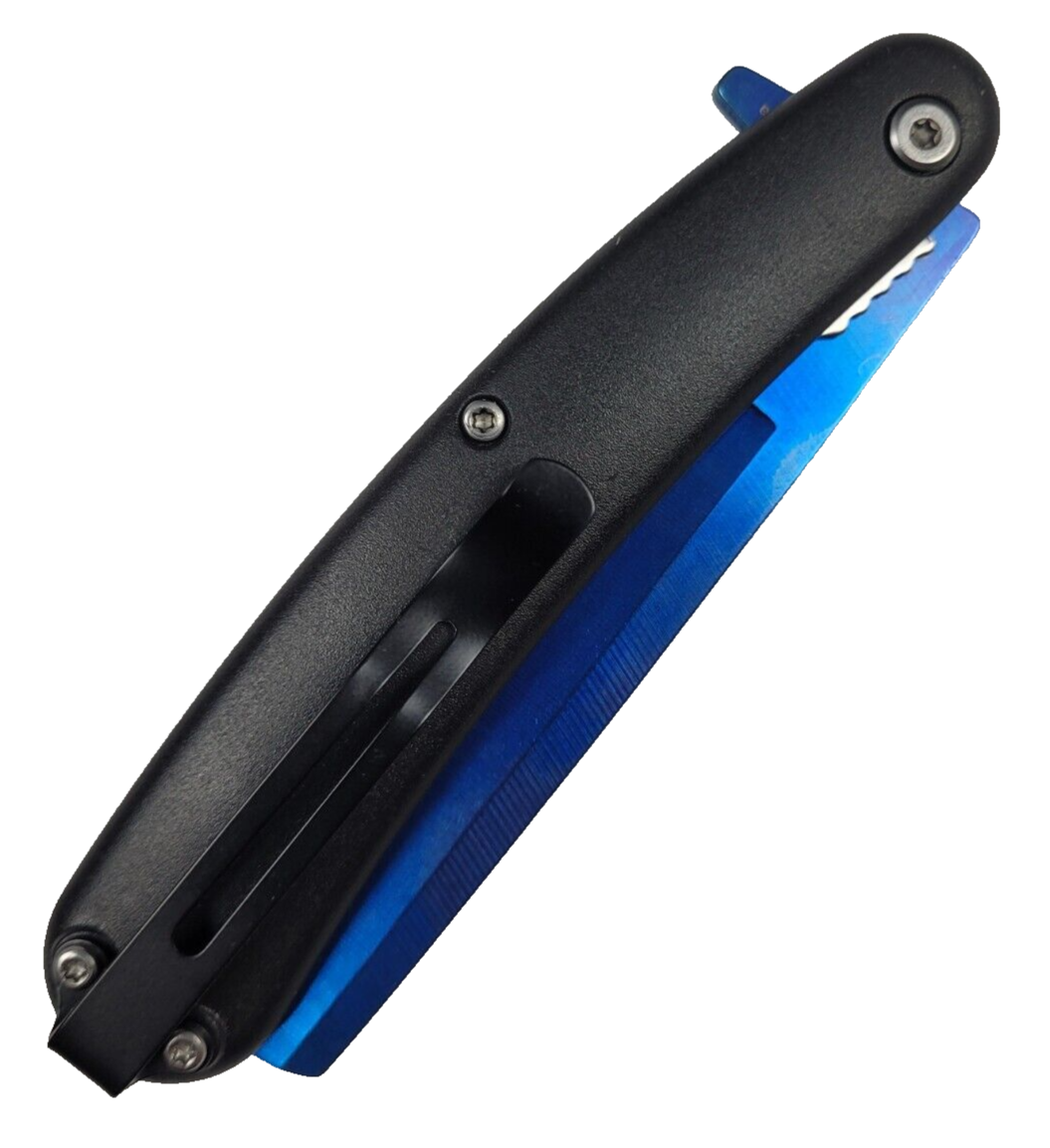 Spring Assist Folding Knife Straight Razor 4" Blade Skull Grim Reaper